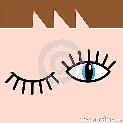 Eye doodles hand drawing. Open and winking eyes. Stock vector illustration Vector Illustration