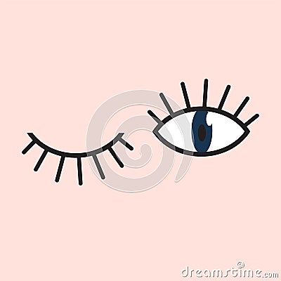 Eye doodles hand drawing. Open and winking eyes. Stock vector illustration Vector Illustration