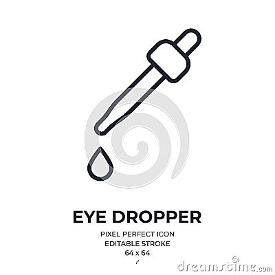 Eye dropper editable stroke outline icon isolated on white background flat vector illustration. Pixel perfect. 64 x 64 Vector Illustration