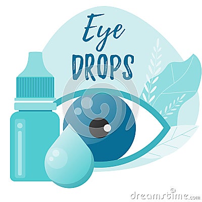 Eye drops bottle. Eyedropper. Eye health concept. Vector Illustration