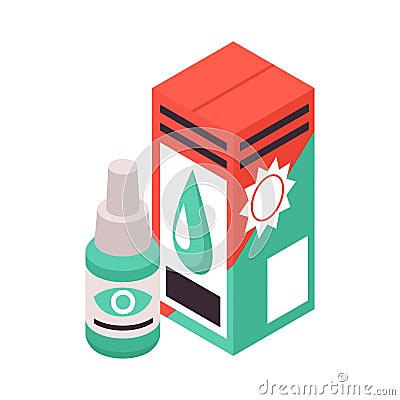 Eye Drops Isometric Composition Vector Illustration