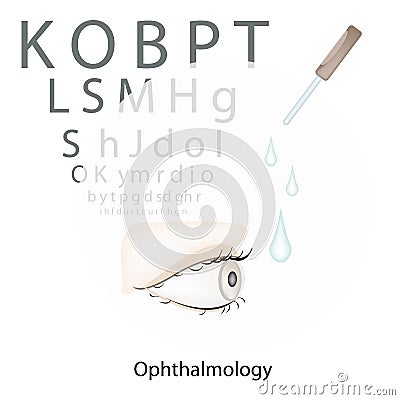 Eye Examination with Vision Test Chart on White Background Vector Illustration