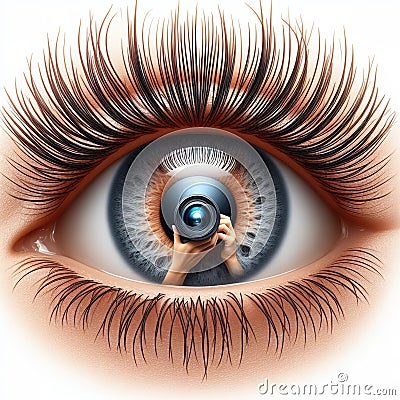 eye eyes eyelashes very close details -ai generated Stock Photo