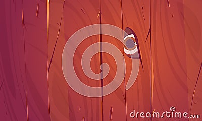 Eye in fence hole, peep, voyeurism or spy concept Vector Illustration