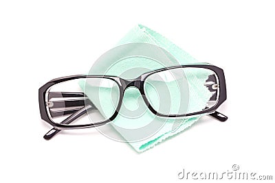 Eye Glasses With Cleaning Cloth. Stock Photo