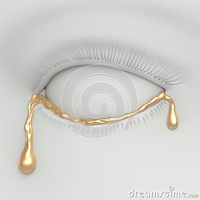 Eye and a golden tear. 3d rendering. Stock Photo