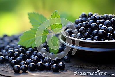 Eye Health Boost. Blueberries and Bioactive Supplement Pills for Clear Vision on Lush Green Background Stock Photo