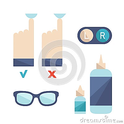 Eye health set, flat vector illustration Vector Illustration