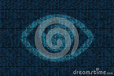 Eye hidden in binary code Stock Photo