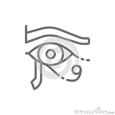 Eye of Horus, ancient egyptian moon line icon. Vector Illustration