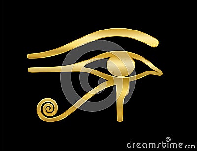 3010 Eye Of Horus Golden Symbol Black Background Vector Illustration