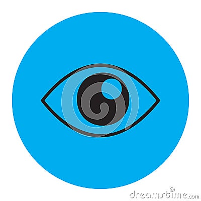 Eye icon. Blue circle. Business silhouette. Medicine background. Health care concept. Vector illustration. Stock image. Vector Illustration