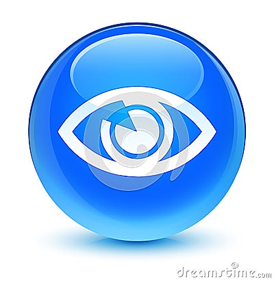 Eye icon glassy cyan blue round button Cartoon Illustration