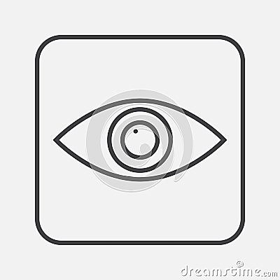Eye icon vector isolated on grey. Vector Illustration