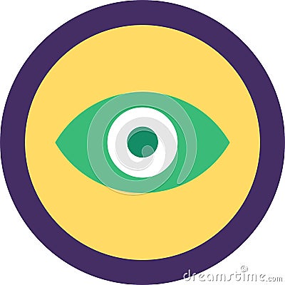 Eye Icon, Web App Button Flat Vector Design Cartoon Illustration