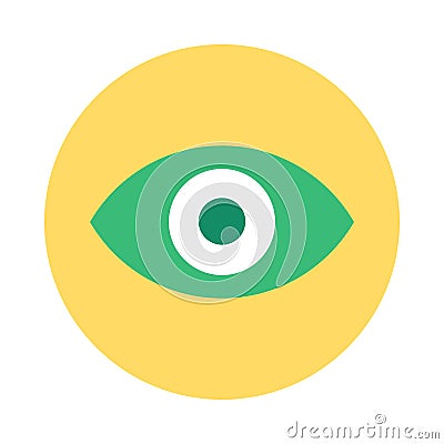 Eye Icon, Web App Button Flat Vector Design Cartoon Illustration