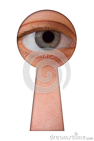 Eye in keyhole Stock Photo