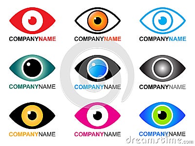 Eye logo and icons Vector Illustration