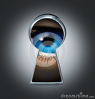 Eye Looking Through A Keyhole Stock Photo