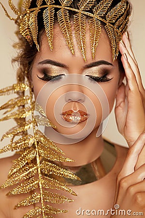 Eye Make up. Beautiful Make-up Closeup. Eyeshadow. Professional Stock Photo