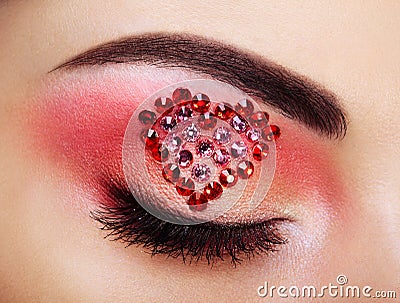 Eye make-up girl with a heart Stock Photo