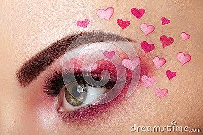 Eye make-up girl with a heart Stock Photo