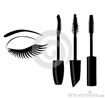 Vector eye with long lashes and mascara. Vector Illustration