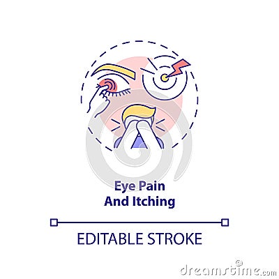 Eye pain and itching concept icon Vector Illustration