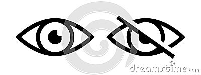 Eye password hidden view private vector icon. Hidden eye password look web icon design. Vector Illustration