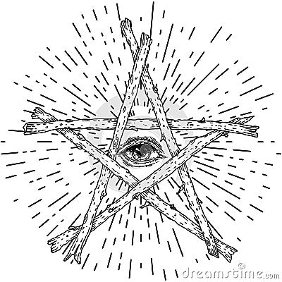 Eye of Providence, sacred Masonic symbol Vector Illustration