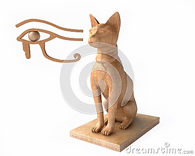 Eye Ra And Egyptian God Bastet Stock Photo