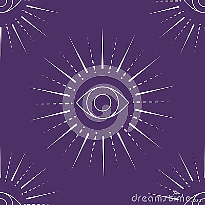 Eye with rays abstract magic seamless pattern for textile prints, repeat backgrounds, wallpapers Vector Illustration