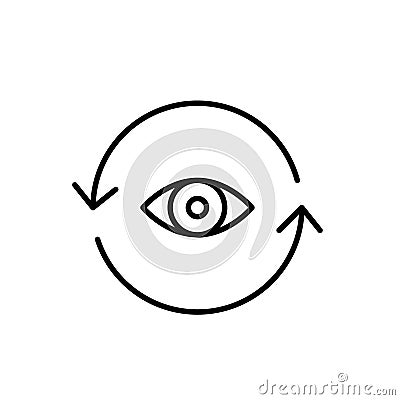 Eye in refresh arrows. Real-time updates, continuous monitoring. Pixel perfect vector icon Vector Illustration