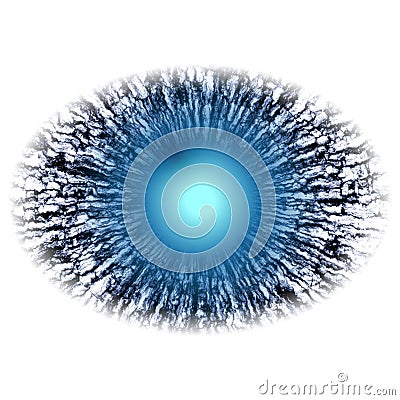 Eye RTG. Animal eye in rentgen photo with blue purple iris, light reflection. Stock Photo