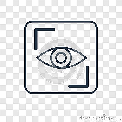 Eye scan concept vector linear icon isolated on transparent back Vector Illustration