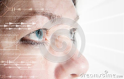 Eye scan iris biometric Stock Photo