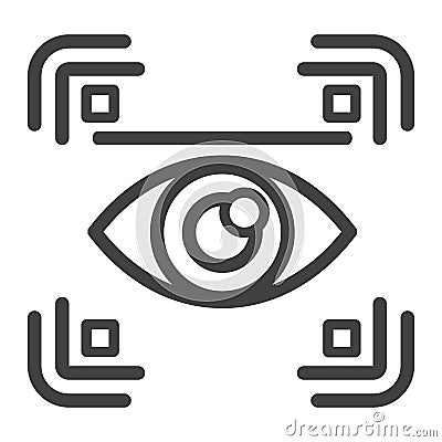 Eye scan line icon, security and iris scanner Vector Illustration