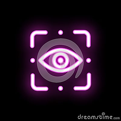 Eye scan neon icon. Simple thin line, outline vector of mix icons for ui and ux, website or mobile application Stock Photo