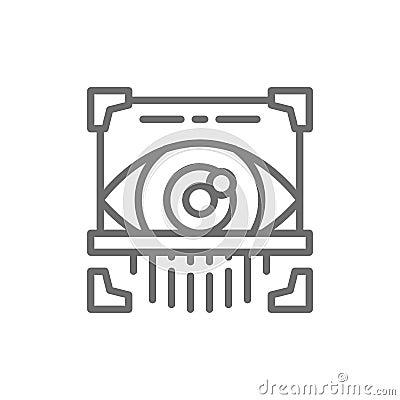 Eye scan, retina scanner, id identity line icon. Vector Illustration