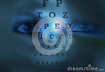 Eye chart test eye vision Stock Photo