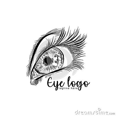 Eye sketches lines on white background. Vector Illustration