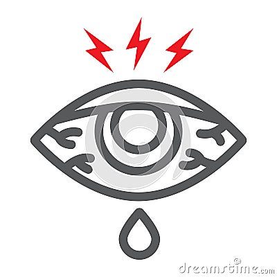 Eye sore line icon, body and injure, eye redness sign, vector graphics, a linear pattern on a white background. Vector Illustration