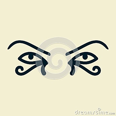 Eye of the sun Ra. Horus. Vector ancient Egyptian icon. Moon eye of Thoth, protection symbol. Amulet egypt pharaoh pyramid Vector Illustration