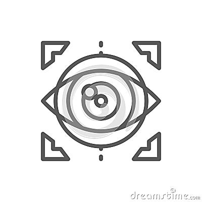Eye surgery, lens replacement, laser vision correction line icon. Vector Illustration