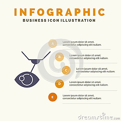 Eye Surgery, Eye Treatment, Laser Surgery, Lasik Solid Icon Infographics 5 Steps Presentation Background Vector Illustration