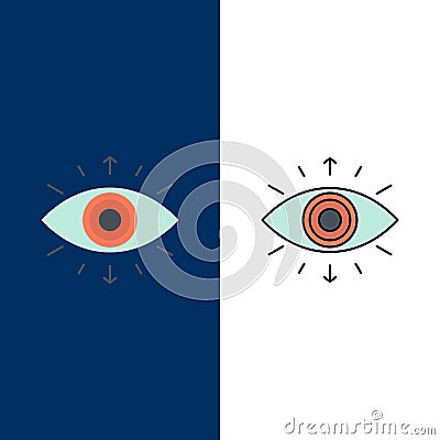 Eye, Symbol, Secret Society, Member, Icons. Flat and Line Filled Icon Set Vector Blue Background Vector Illustration