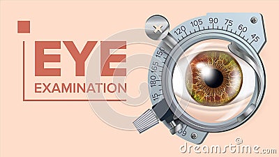 Eye Test Banner Vector. Correction Device. Optometrist Check. Test Illustration Vector Illustration