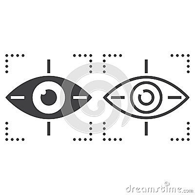 Eye tracking line icon, outline and solid vector sign, linear an Vector Illustration