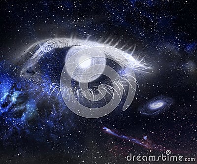 Eye and Universe. Stock Photo