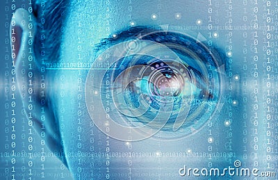 Eye viewing digital information Stock Photo
